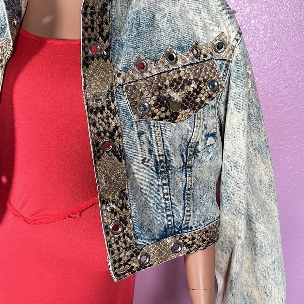 PYTHON SNAKE SKIN Leather one-of-a-kind distressed stonewashed Vintage